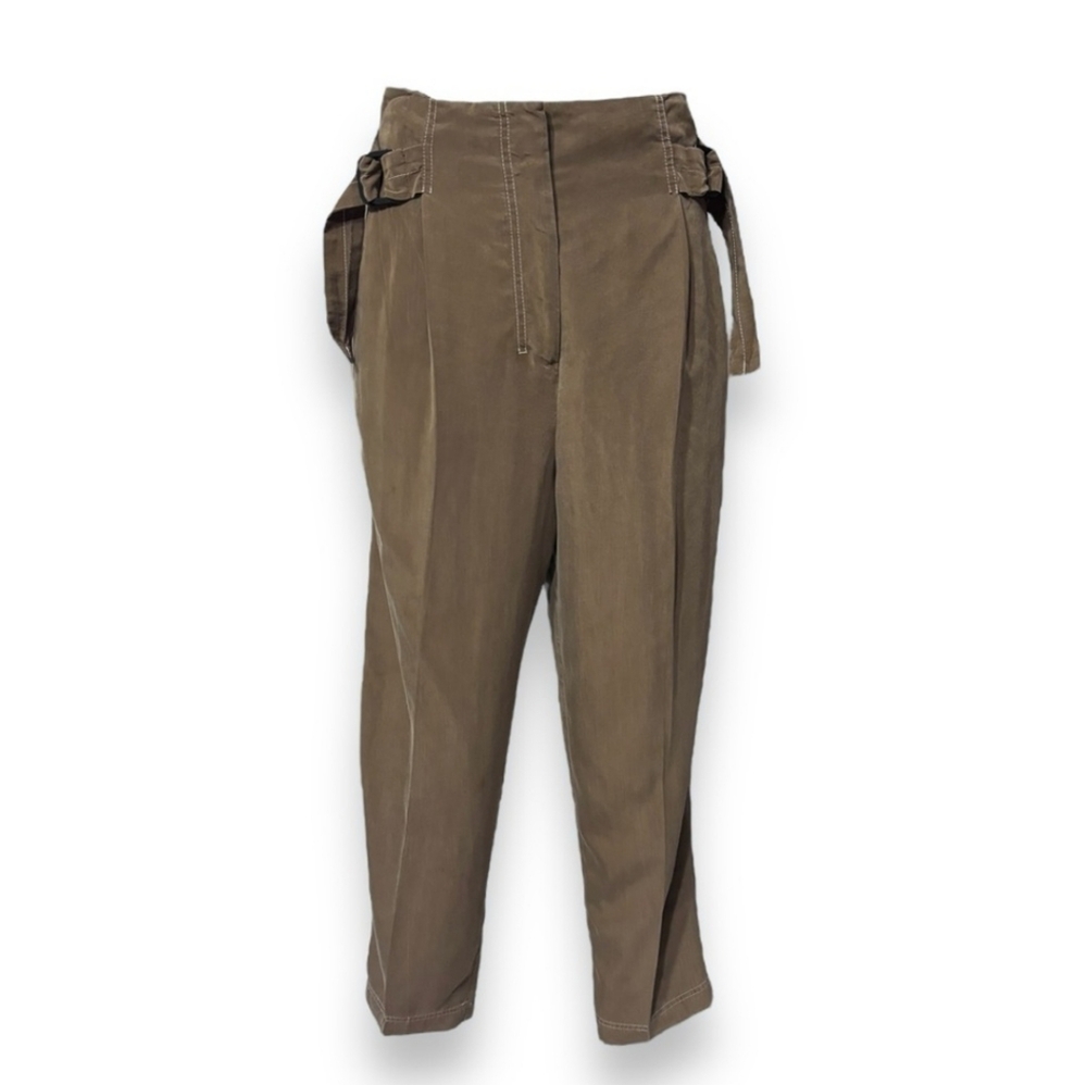 BIMBA Y LOLA Drab Army Green Cropped High Waist Pants
